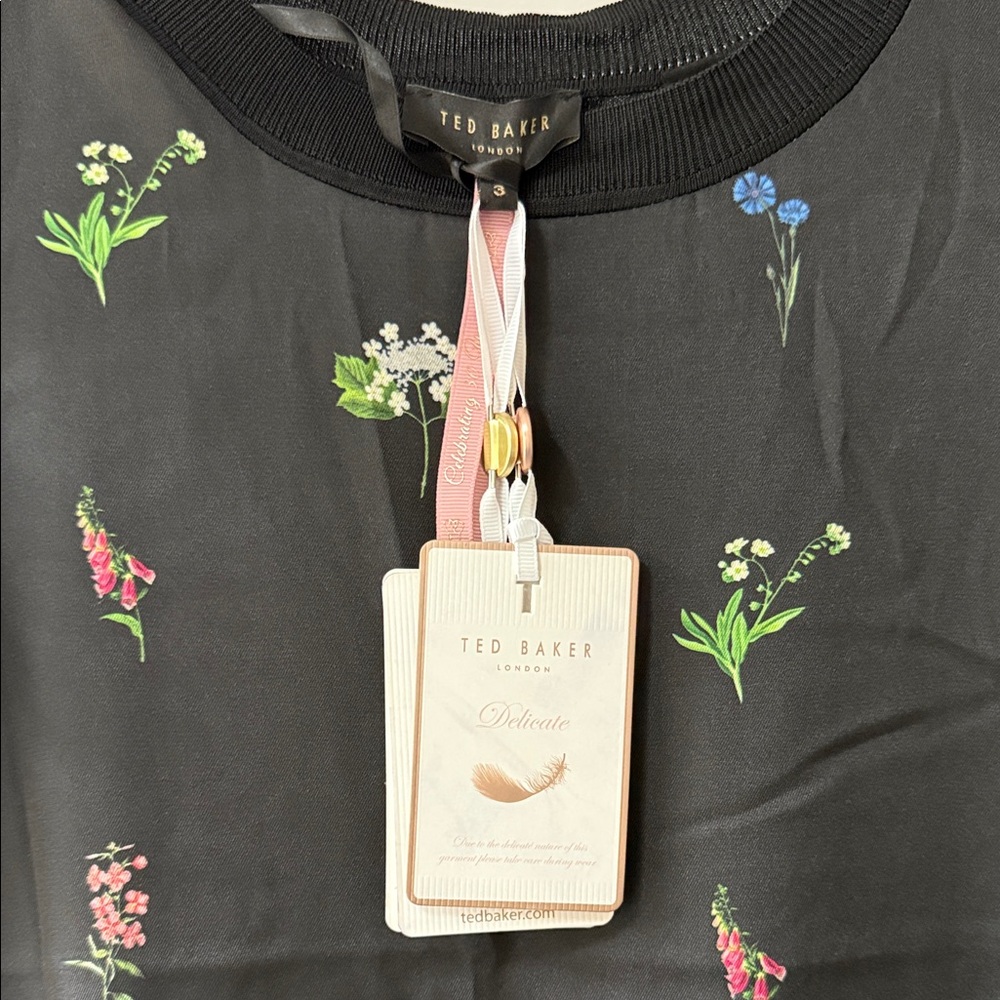 NWT Ted Baker Black Floral Sleeveless Blouse - Picture 3 of 10